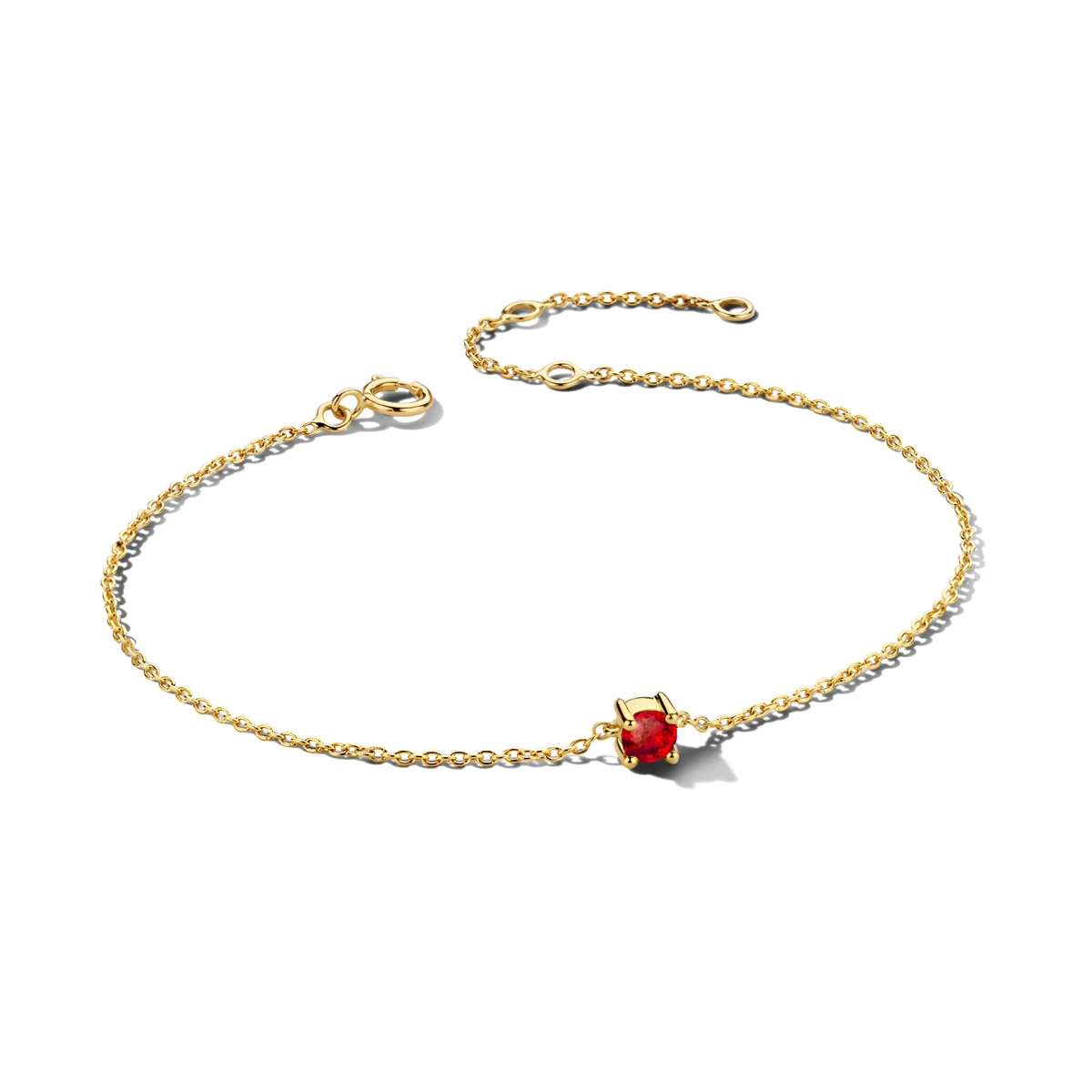armband met geboortesteen 15,5 - 17 - 18,5 cm 14K geelgoud