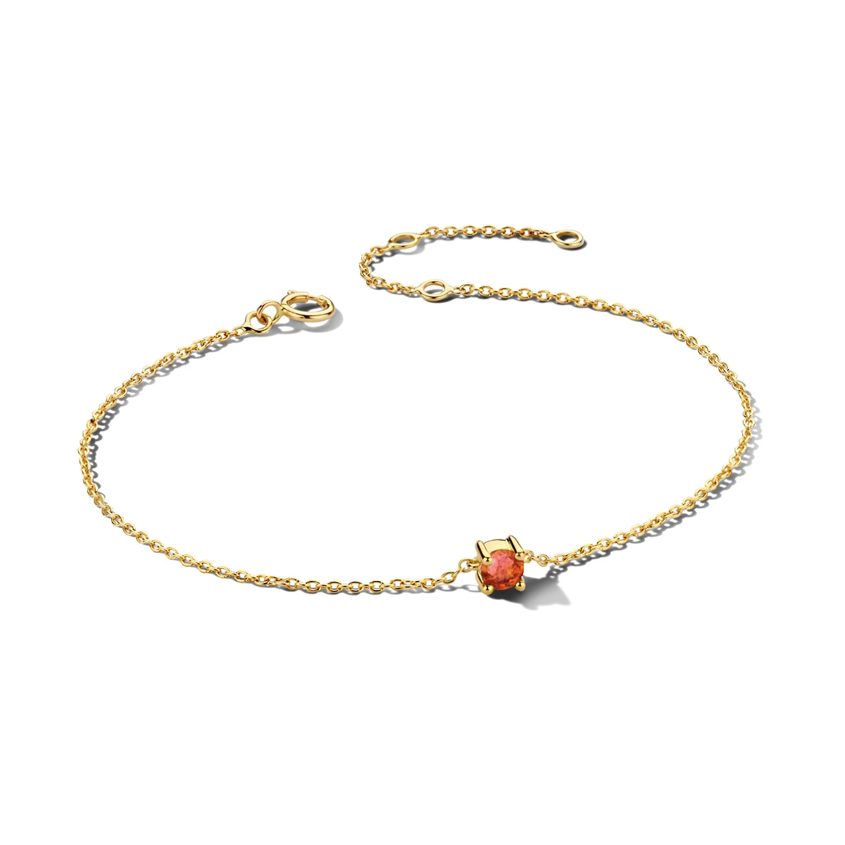 armband met geboortesteen 15,5 - 17 - 18,5 cm 14K geelgoud