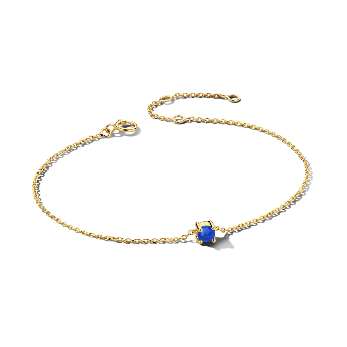 armband met geboortesteen 15,5 - 17 - 18,5 cm 14K geelgoud