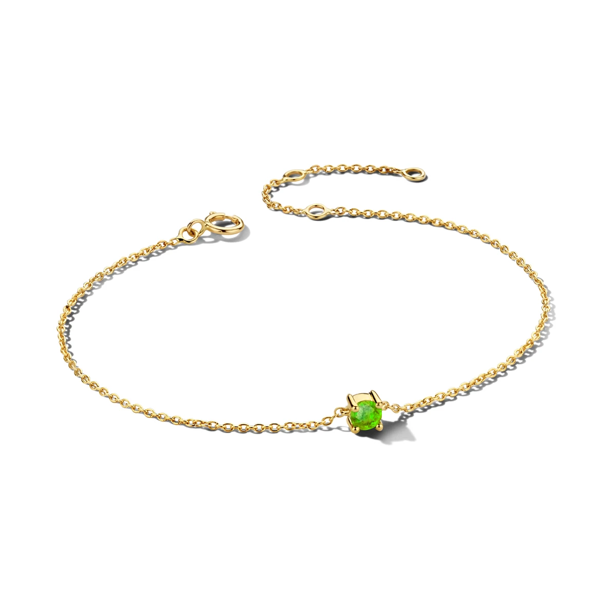 armband met geboortesteen 15,5 - 17 - 18,5 cm 14K geelgoud