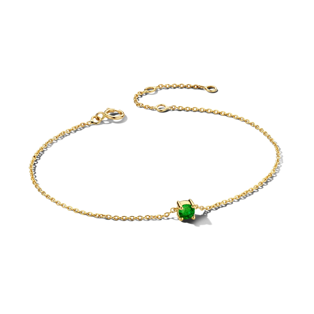 armband met geboortesteen 15,5 - 17 - 18,5 cm 14K geelgoud