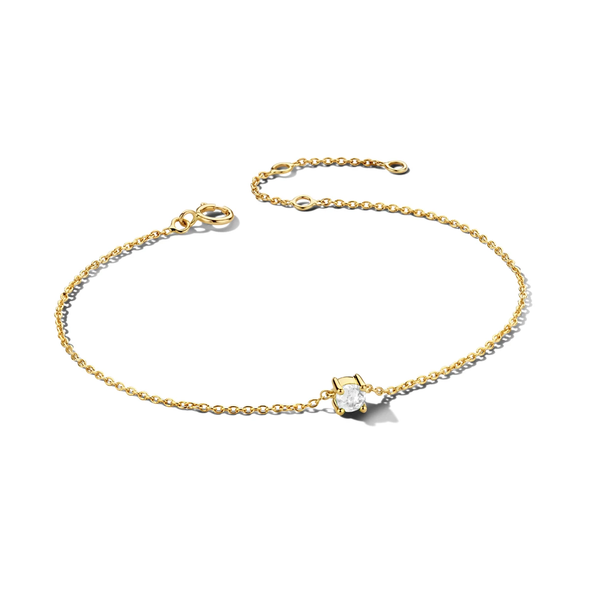 armband met geboortesteen 15,5 - 17 - 18,5 cm 14K geelgoud