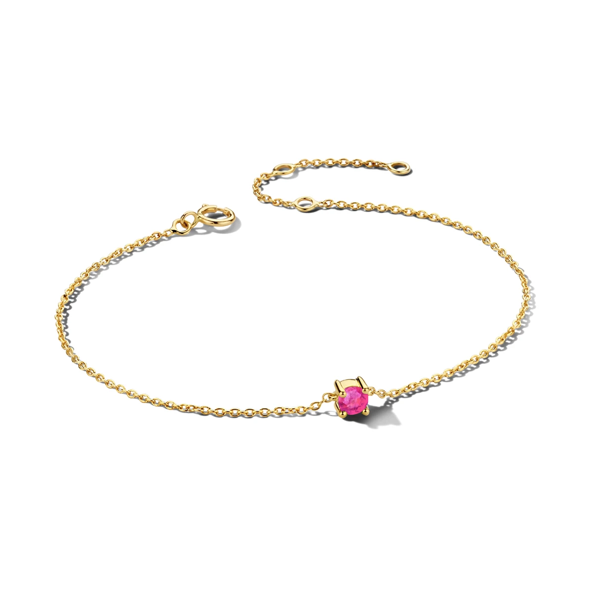 armband met geboortesteen 15,5 - 17 - 18,5 cm 14K geelgoud