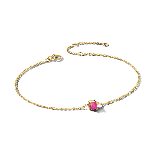 armband met geboortesteen 15,5 - 17 - 18,5 cm 14K geelgoud