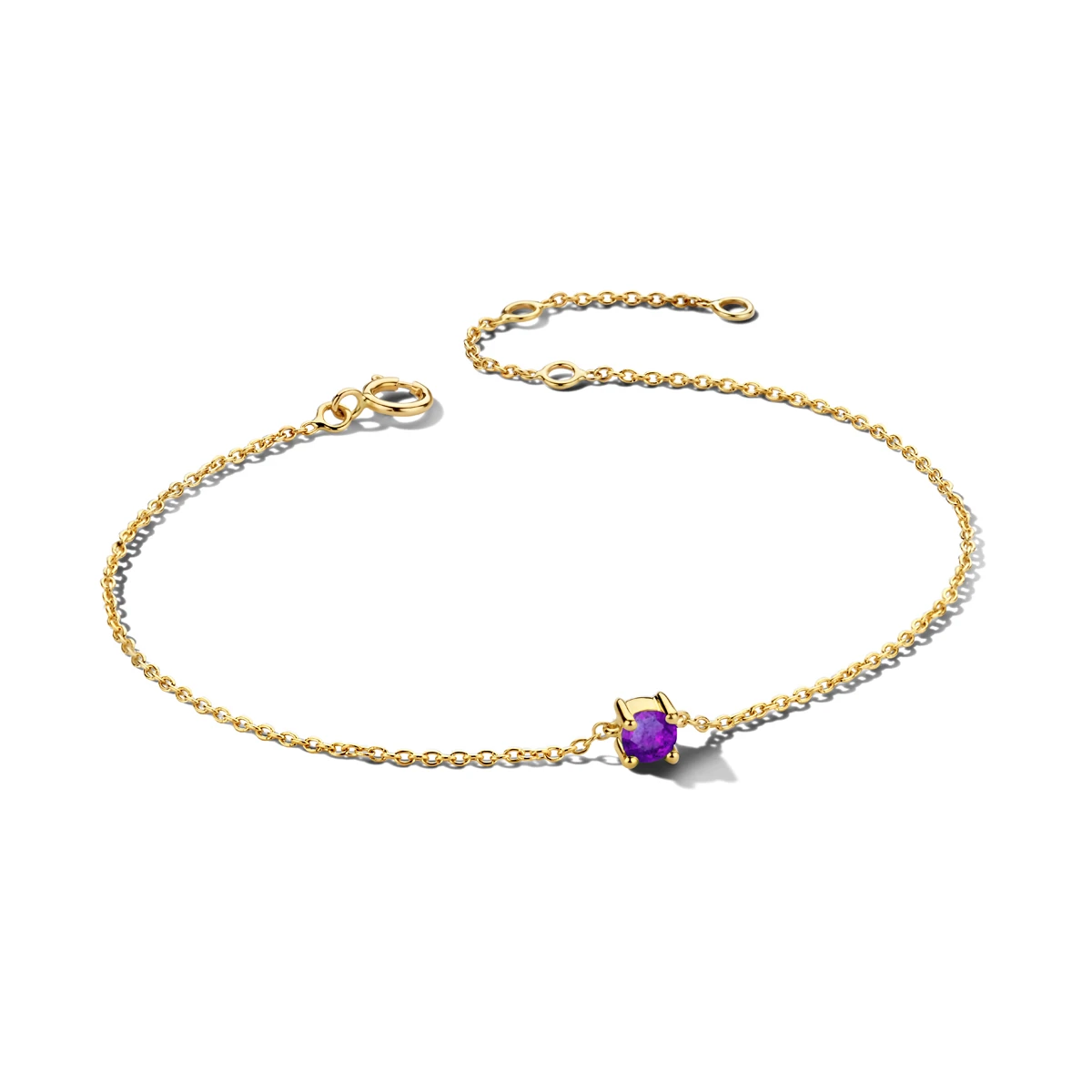 armband met geboortesteen 15,5 - 17 - 18,5 cm 14K geelgoud