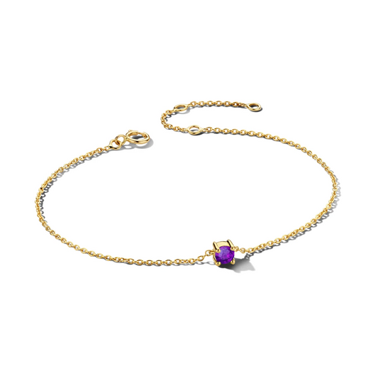 armband met geboortesteen 15,5 - 17 - 18,5 cm 14K geelgoud