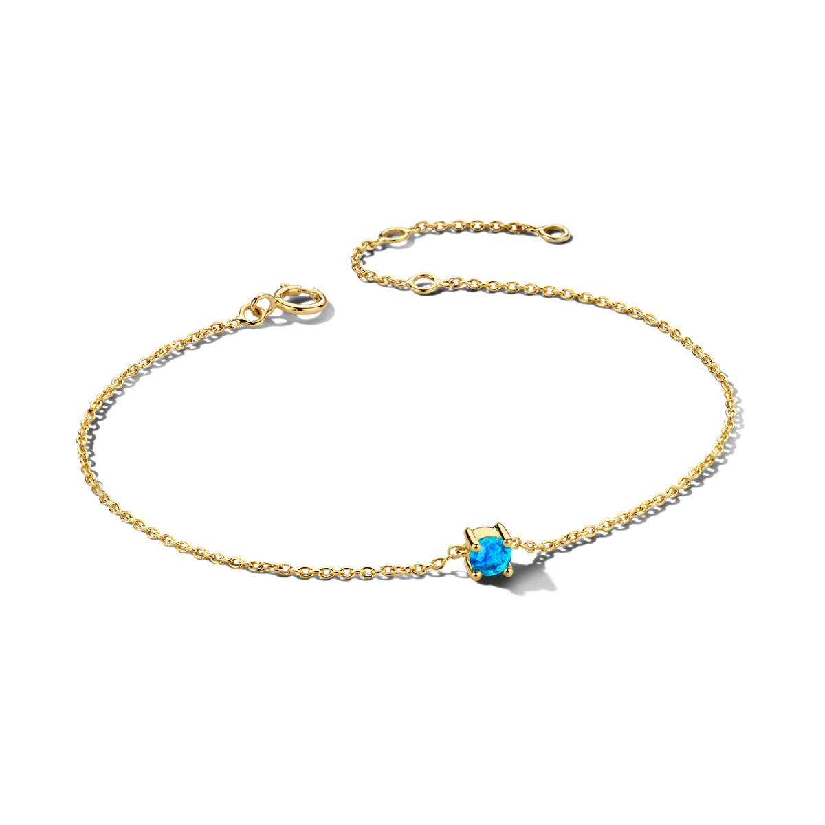 armband met geboortesteen 15,5 - 17 - 18,5 cm 14K geelgoud