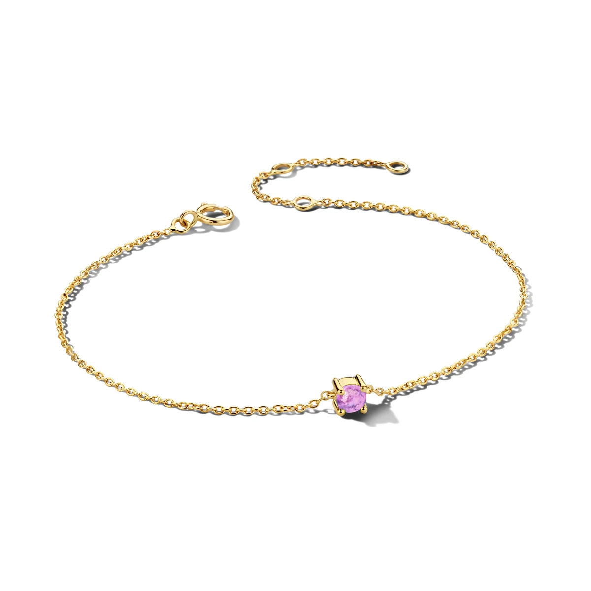 armband met geboortesteen 15,5 - 17 - 18,5 cm 14K geelgoud