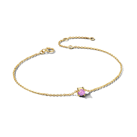armband met geboortesteen 15,5 - 17 - 18,5 cm 14K geelgoud