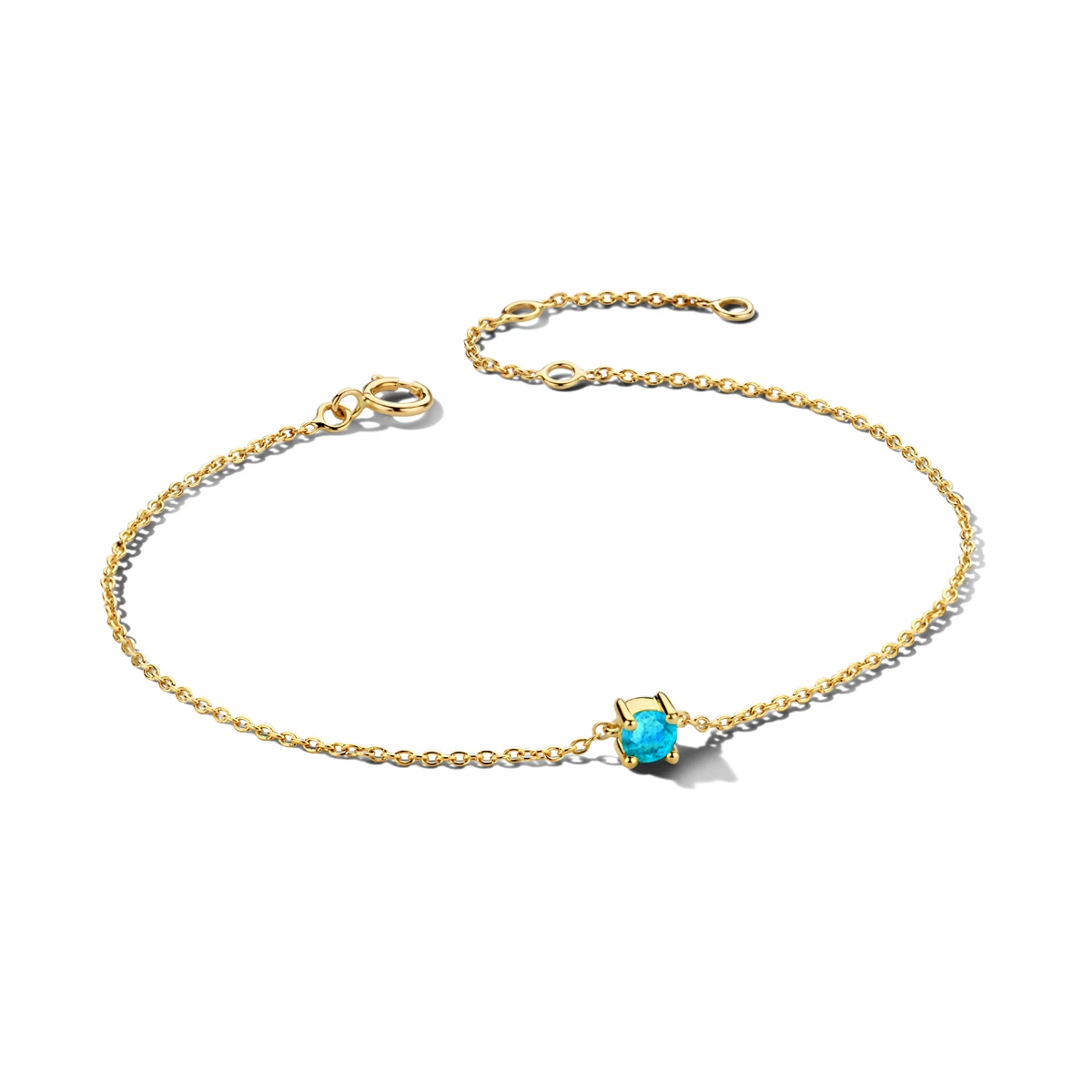 armband met geboortesteen 15,5 - 17 - 18,5 cm 14K geelgoud