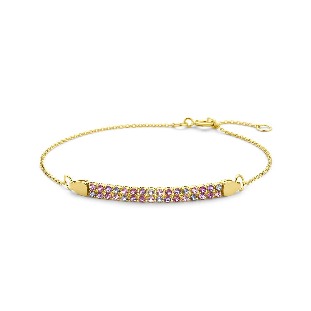 armband natuurlijke kleurstenen 16 – 18 cm 14K geelgoud