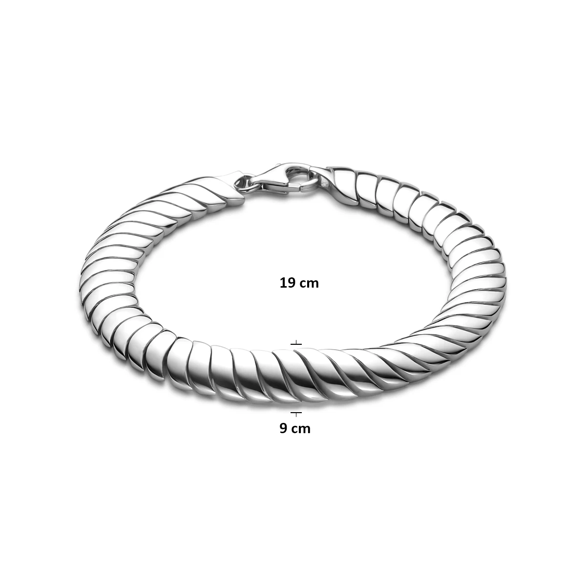 armband omega 9 mm 19 cm zilver gerhodineerd