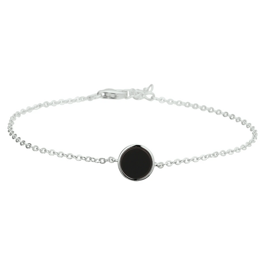 armband onyx 17 + 2 cm zilver gerhodineerd