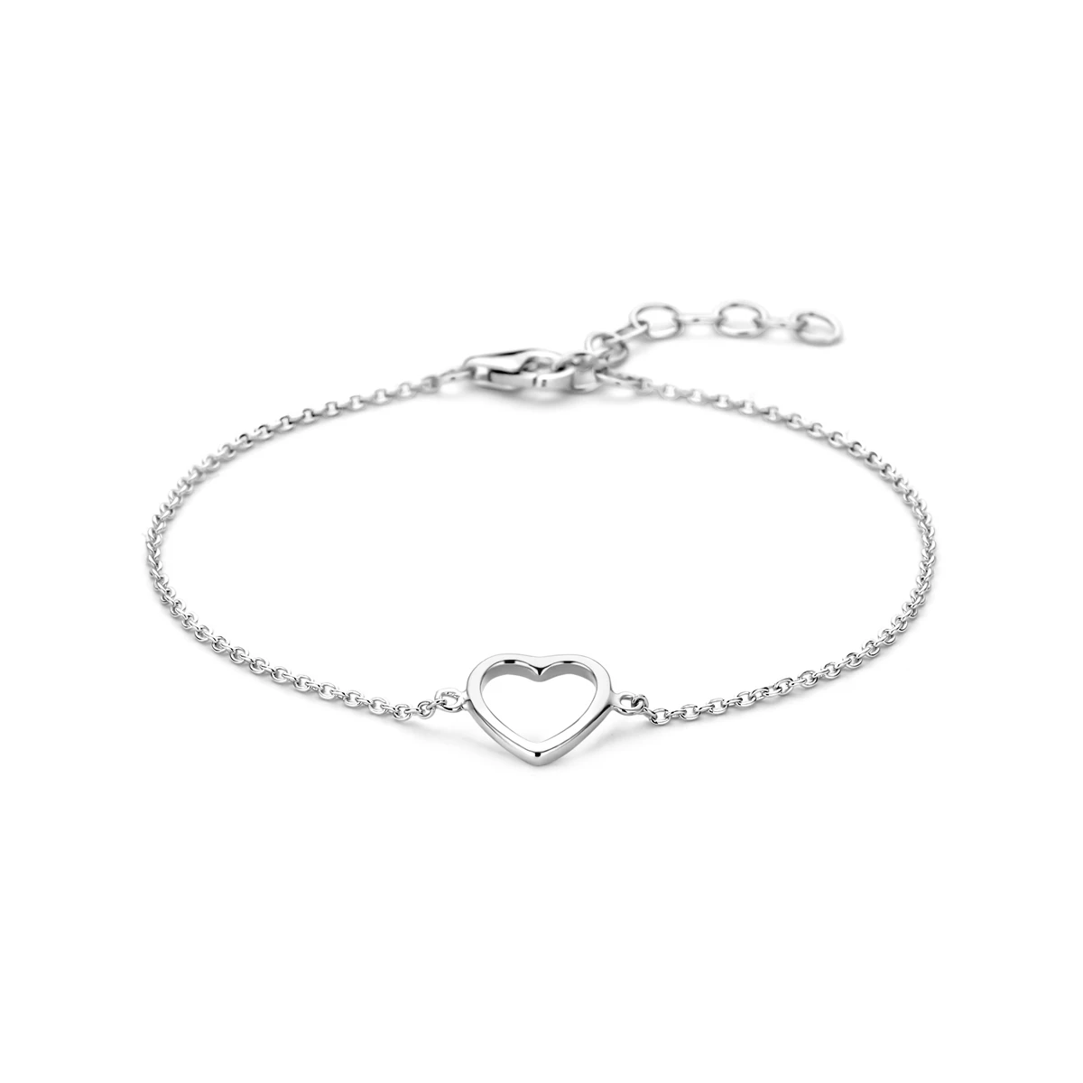 armband open hart zilver gerhodineerd