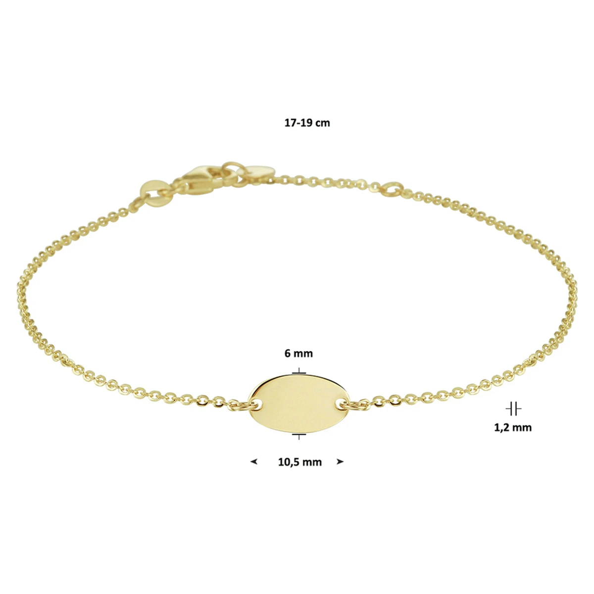 armband ovaal  17 - 19 cm 14K geelgoud