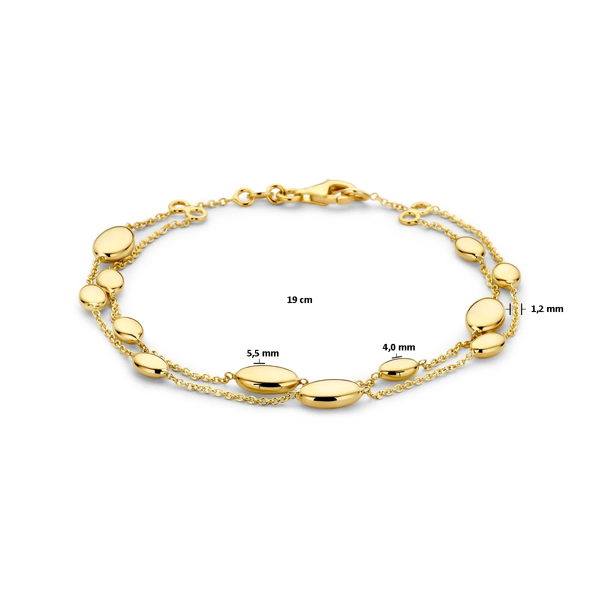 armband ovaal 19 cm 14K geelgoud