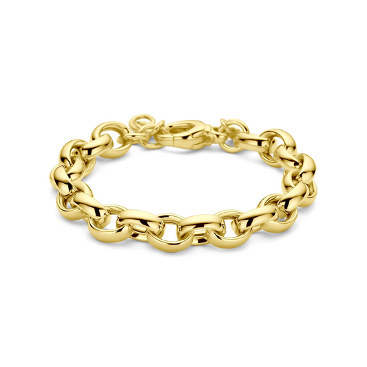 armband ovaal jasseron 9,5 mm 18 + 1 cm 3 micron zilver verguld (geel)
