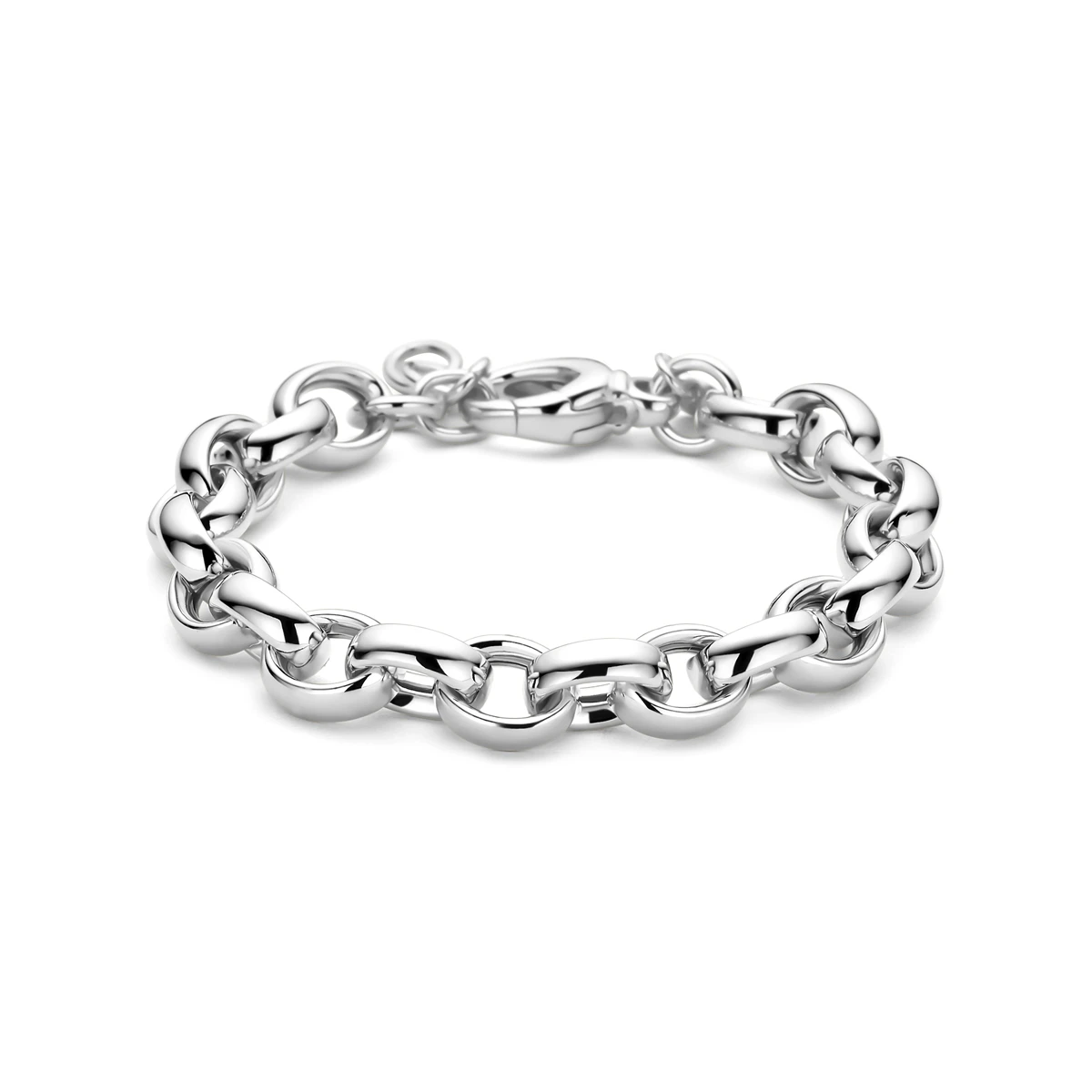 armband ovaal jasseron 9,5 mm 18 + 1 cm zilver gerhodineerd