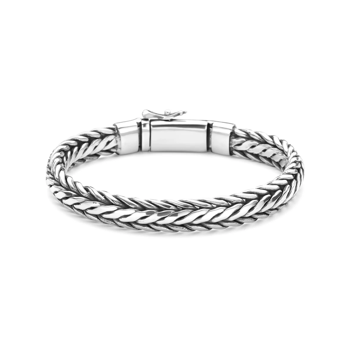armband oxi 9 mm 21 cm zilver geoxideerd