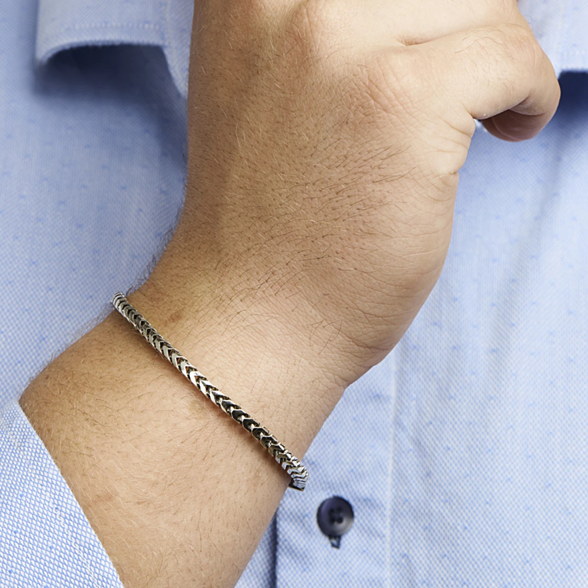 armband oxi gourmette 3,7 mm zilver geoxideerd