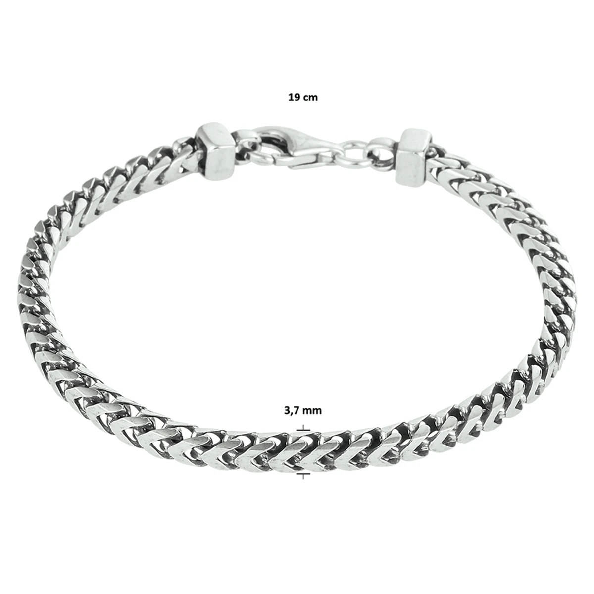 armband oxi gourmette 3,7 mm zilver geoxideerd