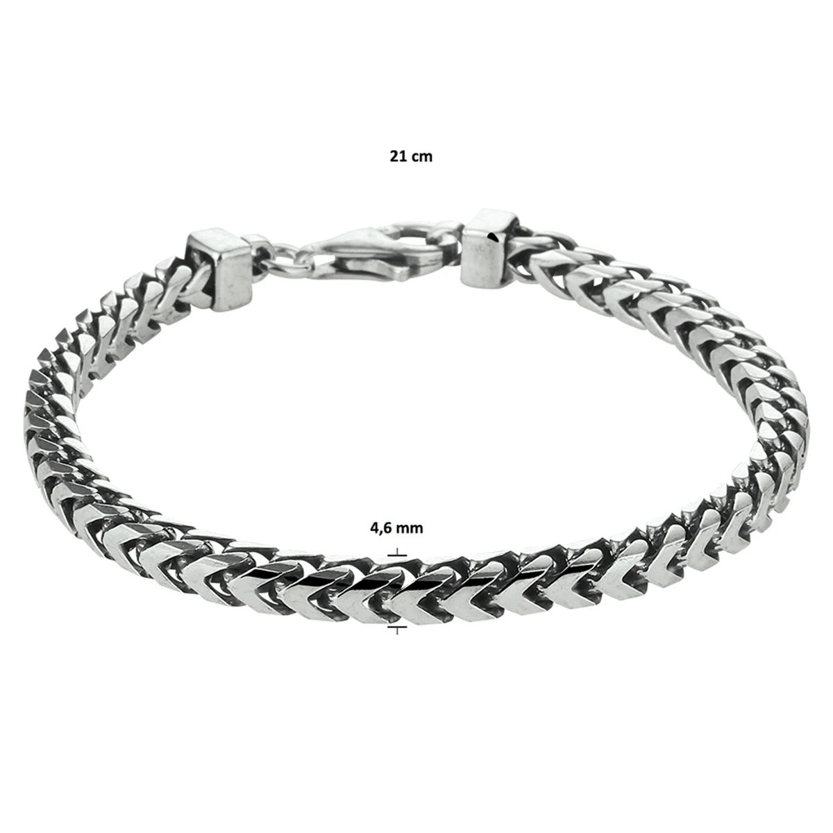 armband oxi gourmette 4,6 mm zilver geoxideerd