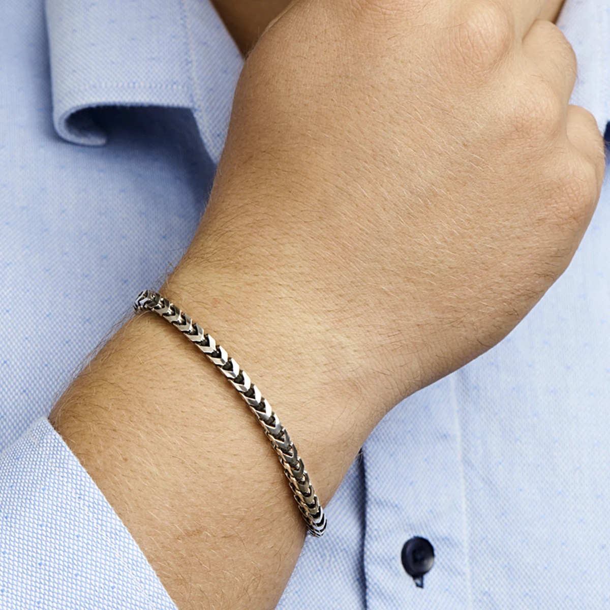 armband oxi gourmette 4,6 mm zilver geoxideerd