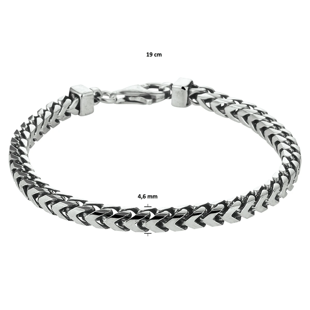 armband oxi gourmette 4,6 mm zilver geoxideerd