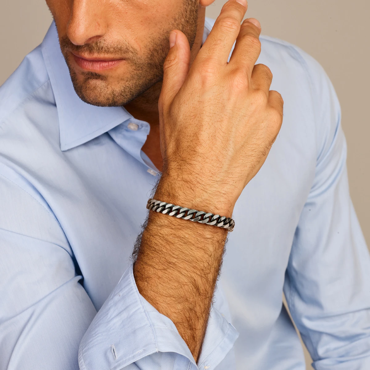 armband oxi gourmette 6 zijdes geslepen 8,5 mm zilver geoxideerd