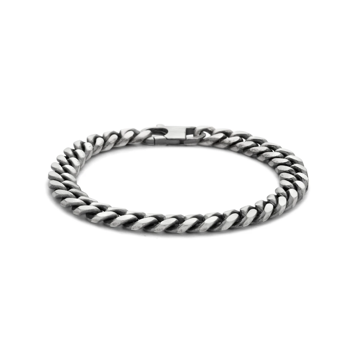 armband oxi gourmette 6 zijdes geslepen 8,5 mm zilver geoxideerd