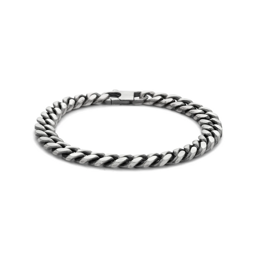 armband oxi gourmette 6 zijdes geslepen 8,5 mm zilver geoxideerd
