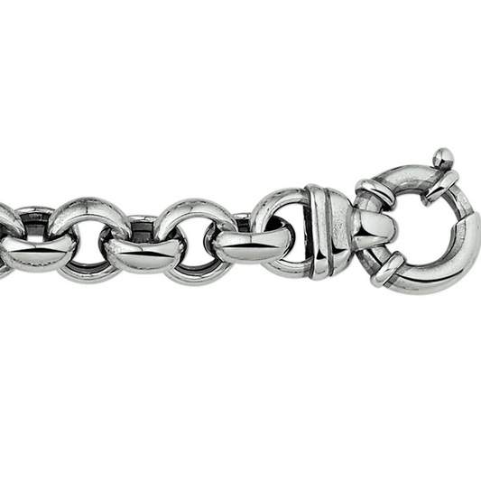 armband oxi jasseron 11,5 mm met groot veerslot zilver geoxideerd