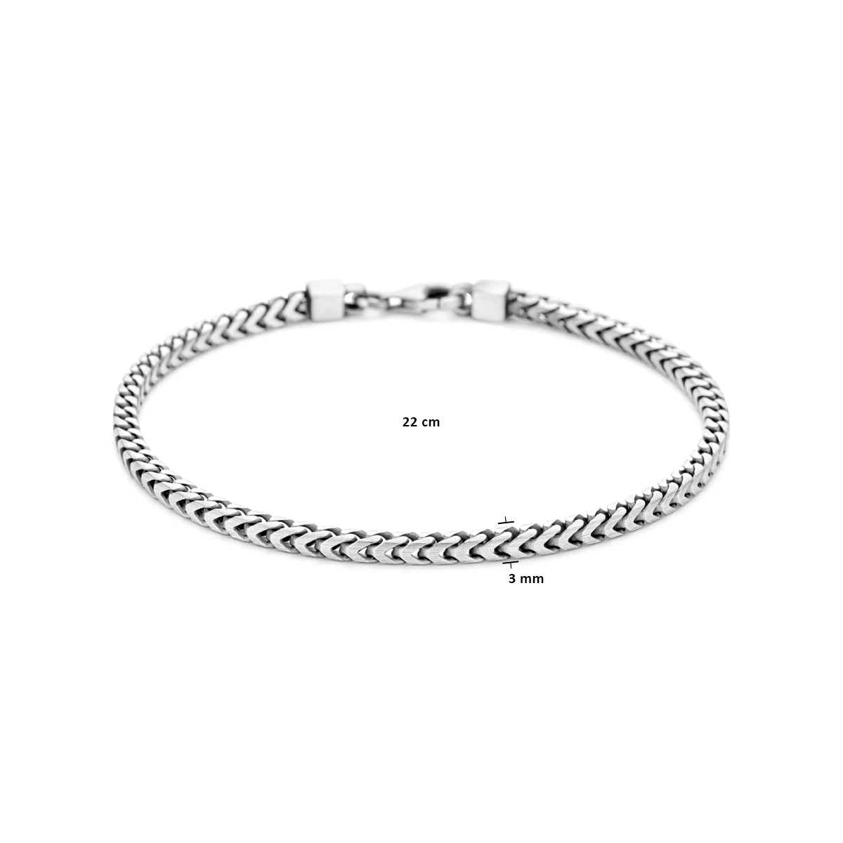 armband oxi mat 3,0 mm zilver geoxideerd