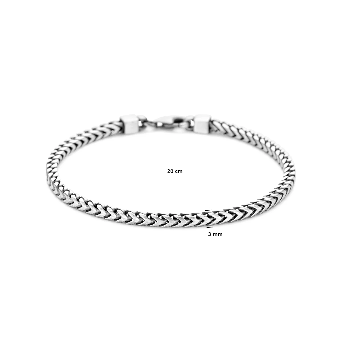 armband oxi mat 3,0 mm zilver geoxideerd