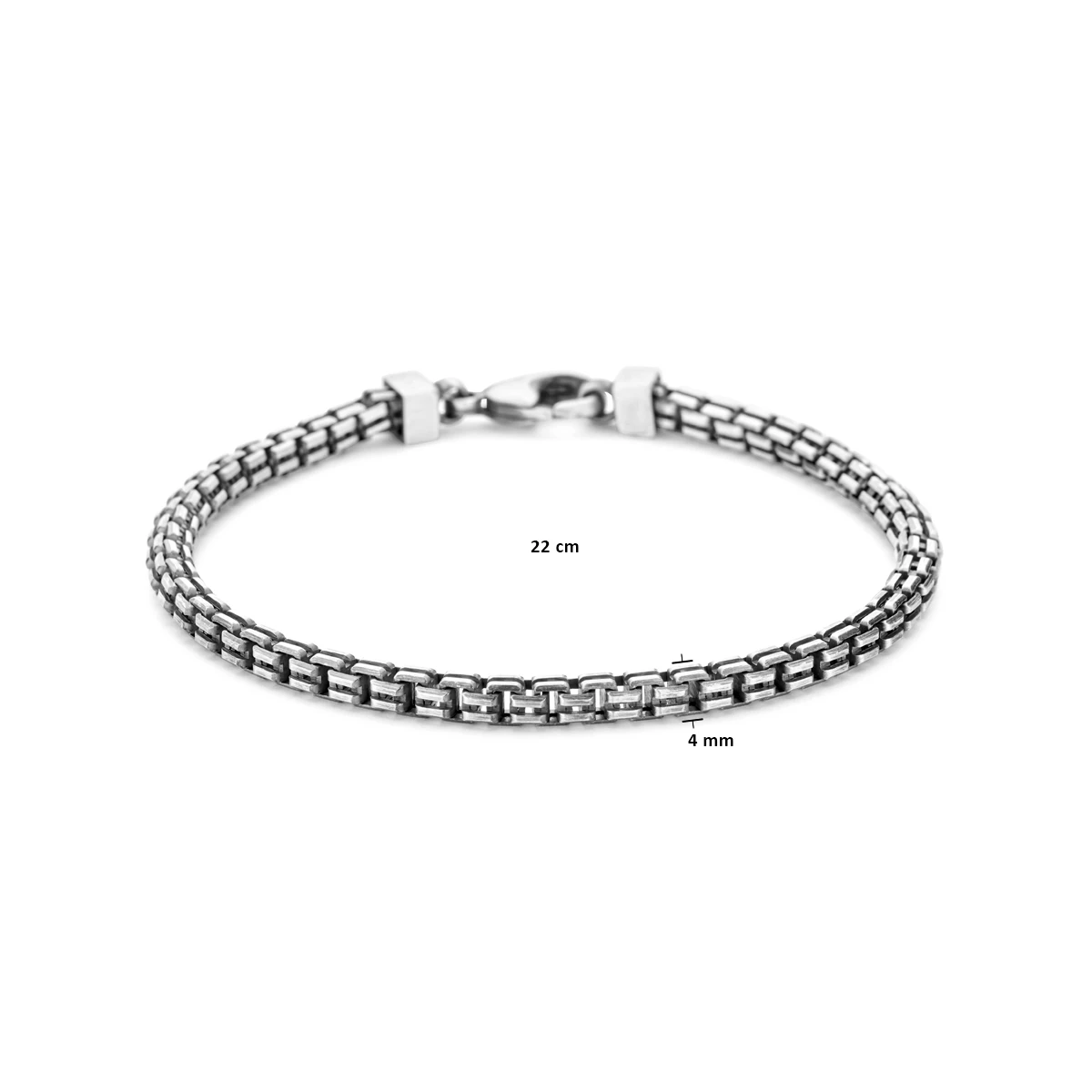 armband oxi mat 4,0 mm zilver geoxideerd