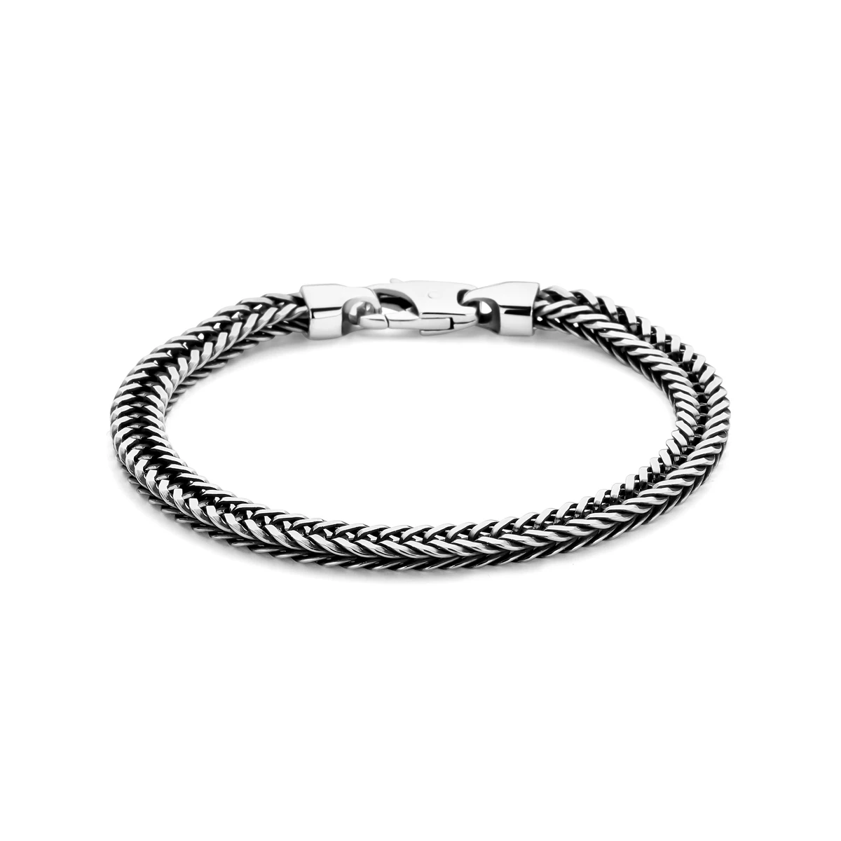 armband oxi vossestaart 21 cm zilver geoxideerd