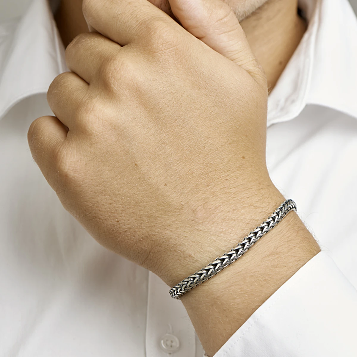 armband oxi vossestaart 4,5 mm zilver geoxideerd