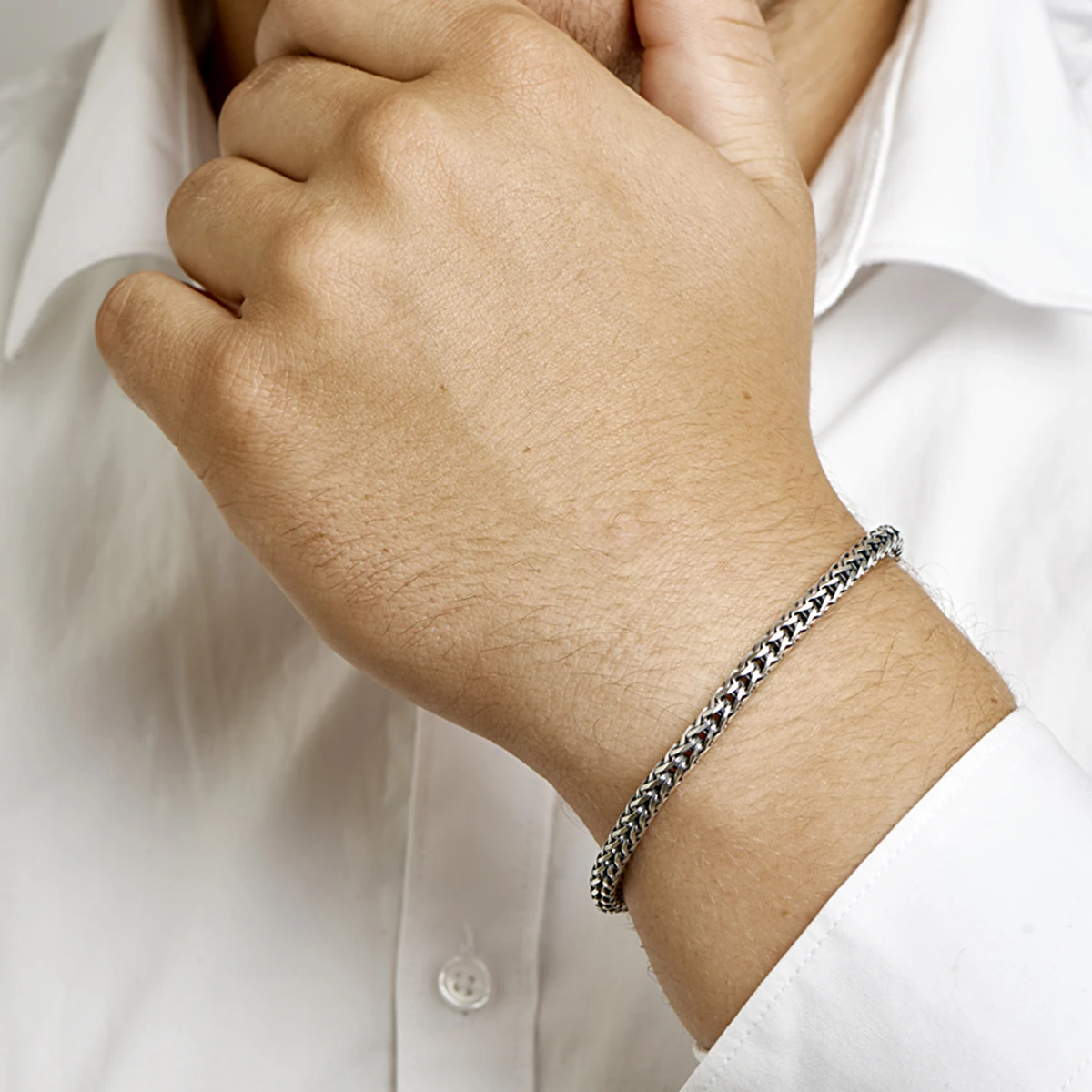 armband oxi vossestaart 4,5 mm zilver geoxideerd