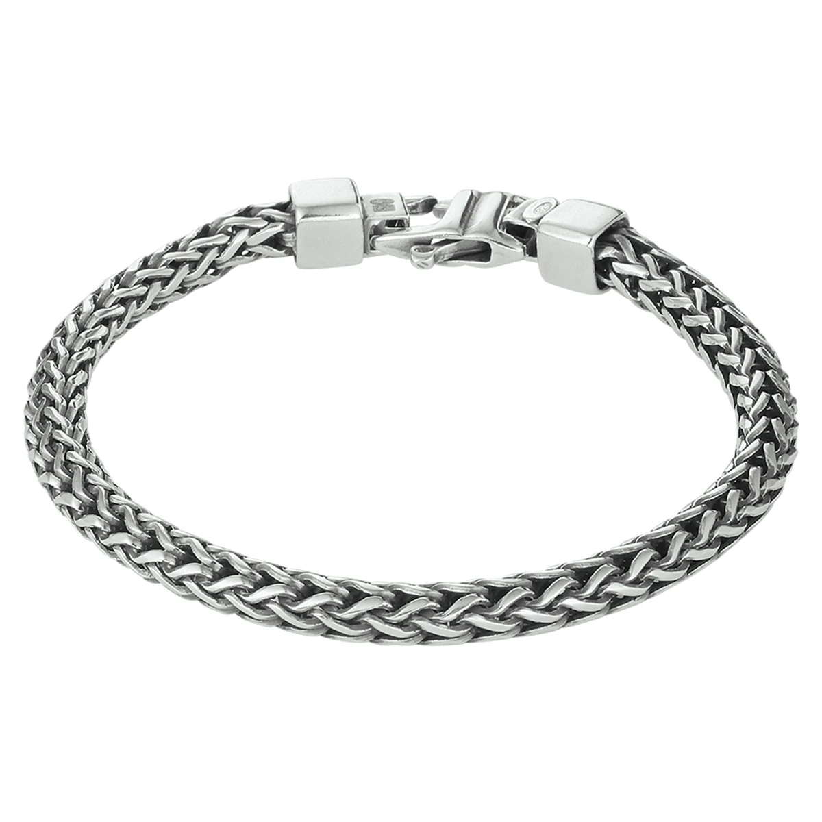 armband oxi vossestaart 5,0 mm zilver geoxideerd