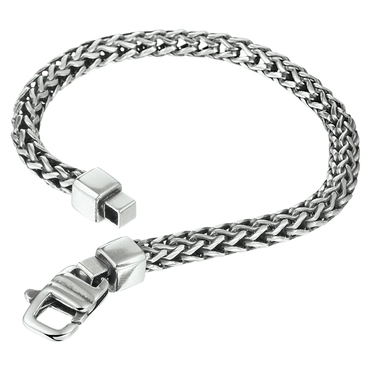 armband oxi vossestaart 5,0 mm zilver geoxideerd