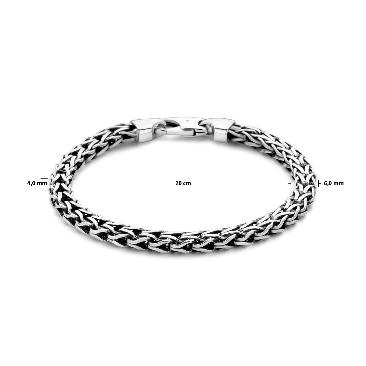 armband oxi vossestaart 6 mm zilver geoxideerd