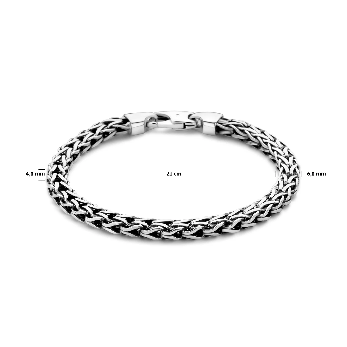 armband oxi vossestaart 6 mm zilver geoxideerd