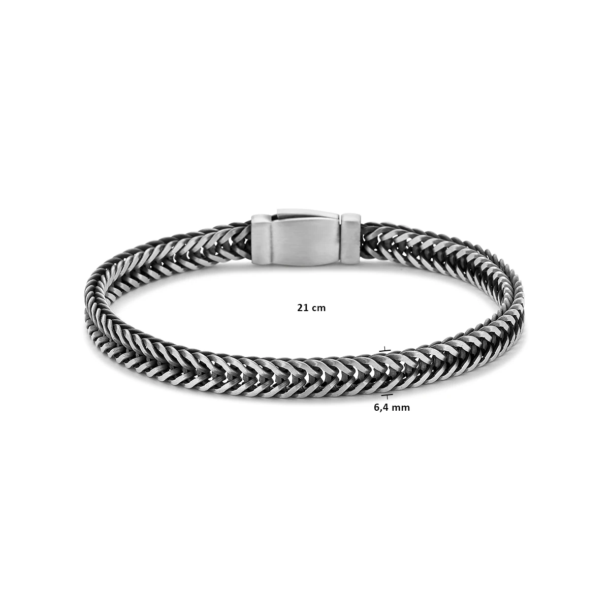 armband oxi vossestaart 6,4 mm zilver geoxideerd