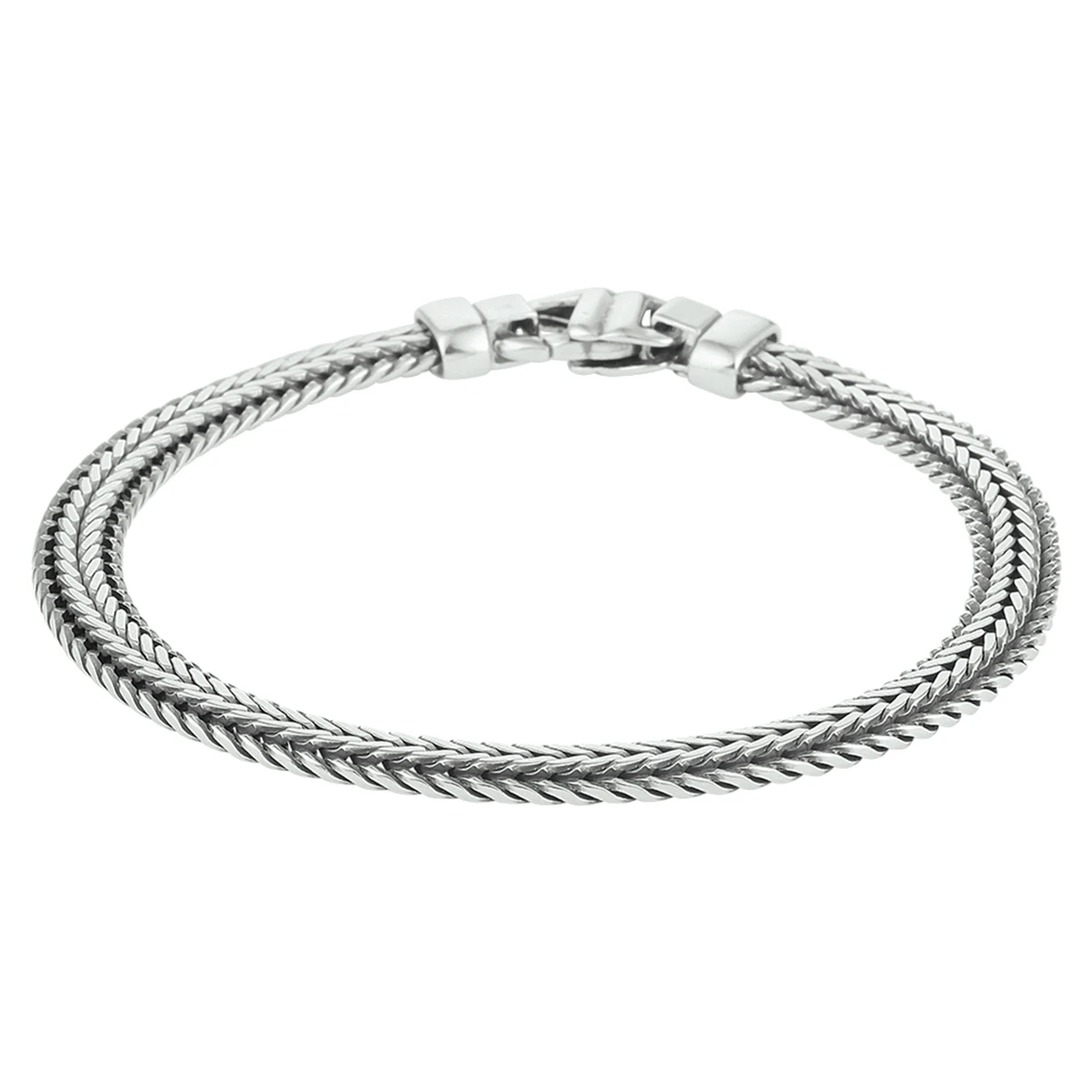 armband oxi vossestaart 6,5 mm zilver geoxideerd