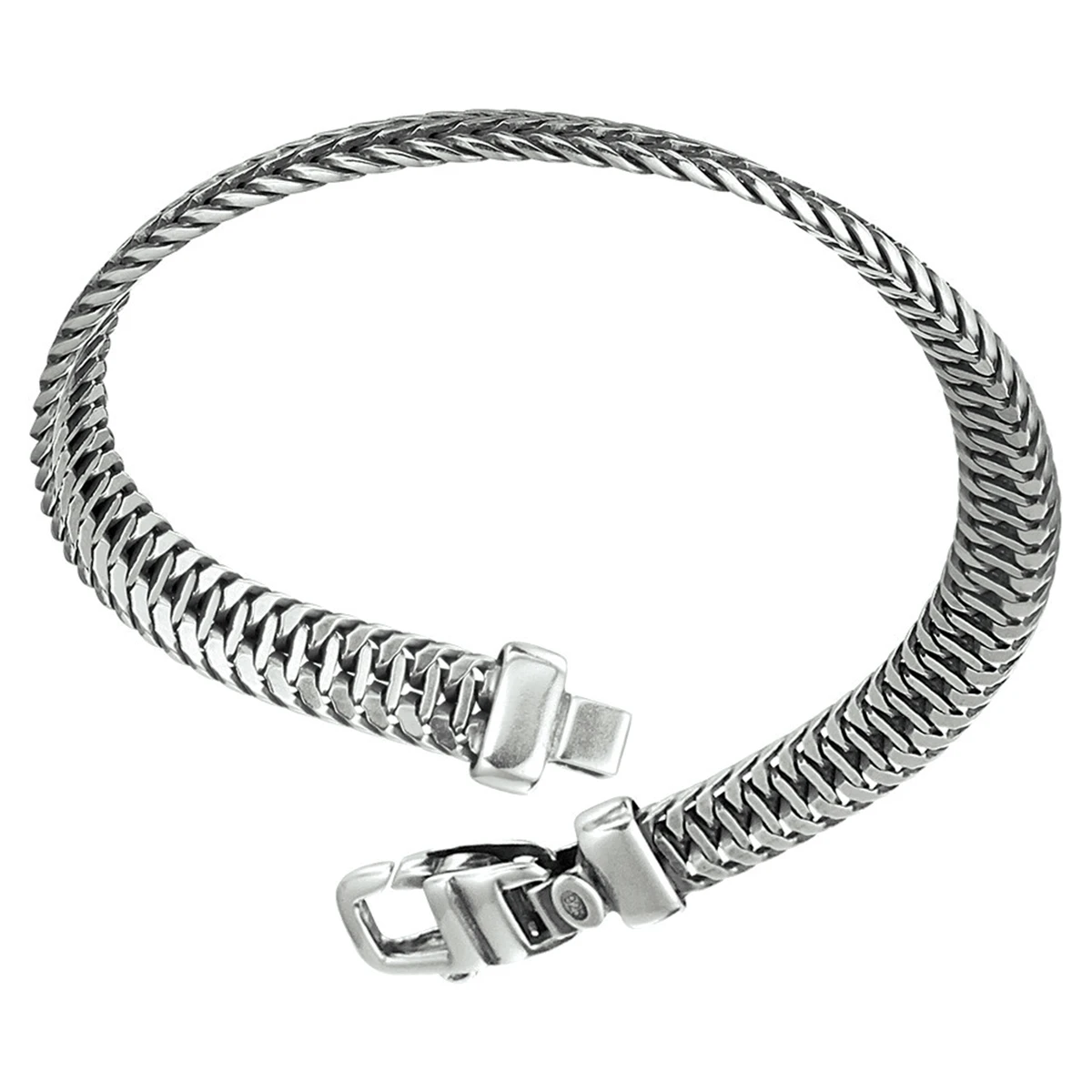 armband oxi vossestaart 6,5 mm zilver geoxideerd
