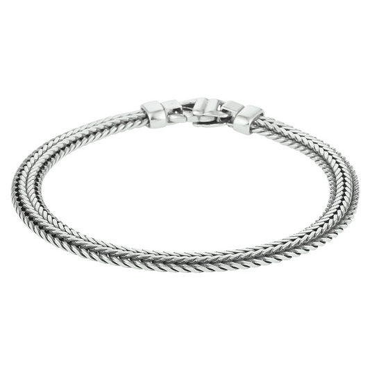 armband oxi vossestaart 6,5 mm zilver geoxideerd