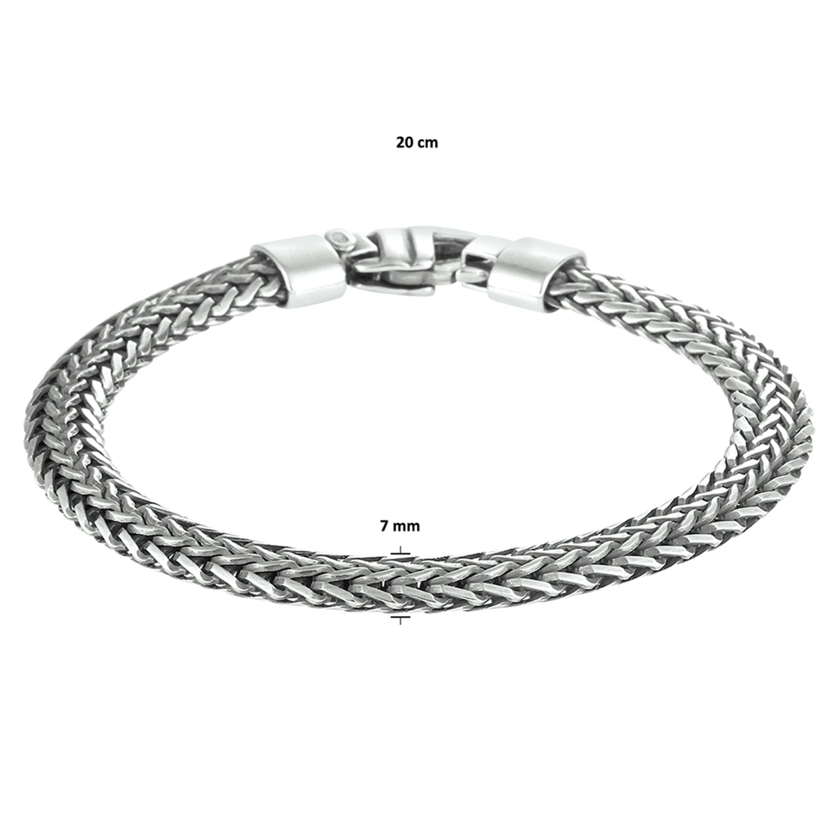 armband oxi vossestaart 7 mm 20 cm zilver geoxideerd