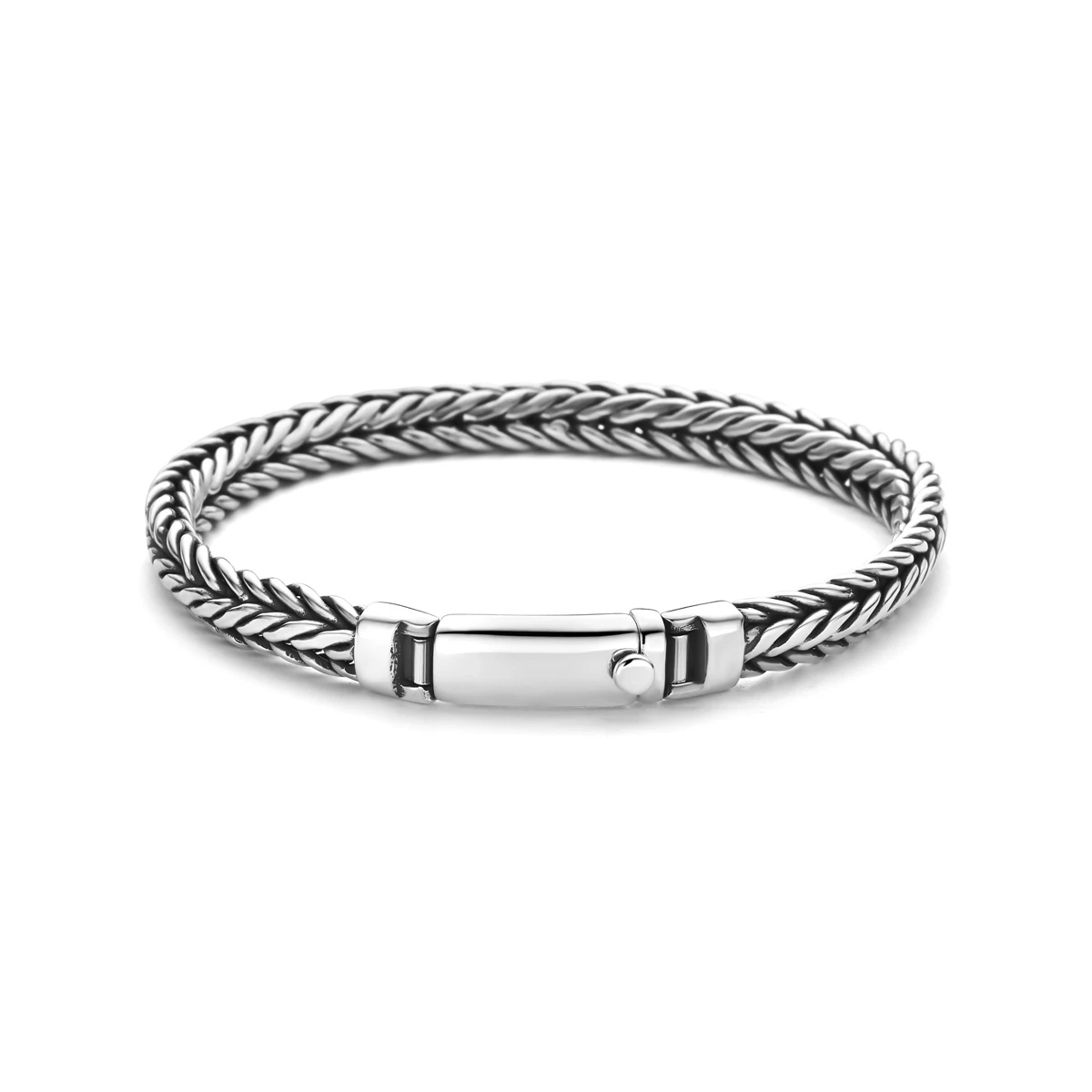 armband oxi vossestaart 7 mm 21 cm zilver geoxideerd