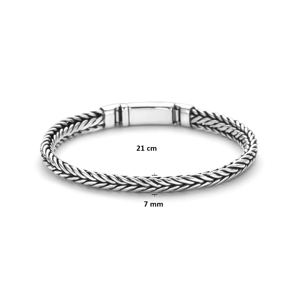 armband oxi vossestaart 7 mm 21 cm zilver geoxideerd