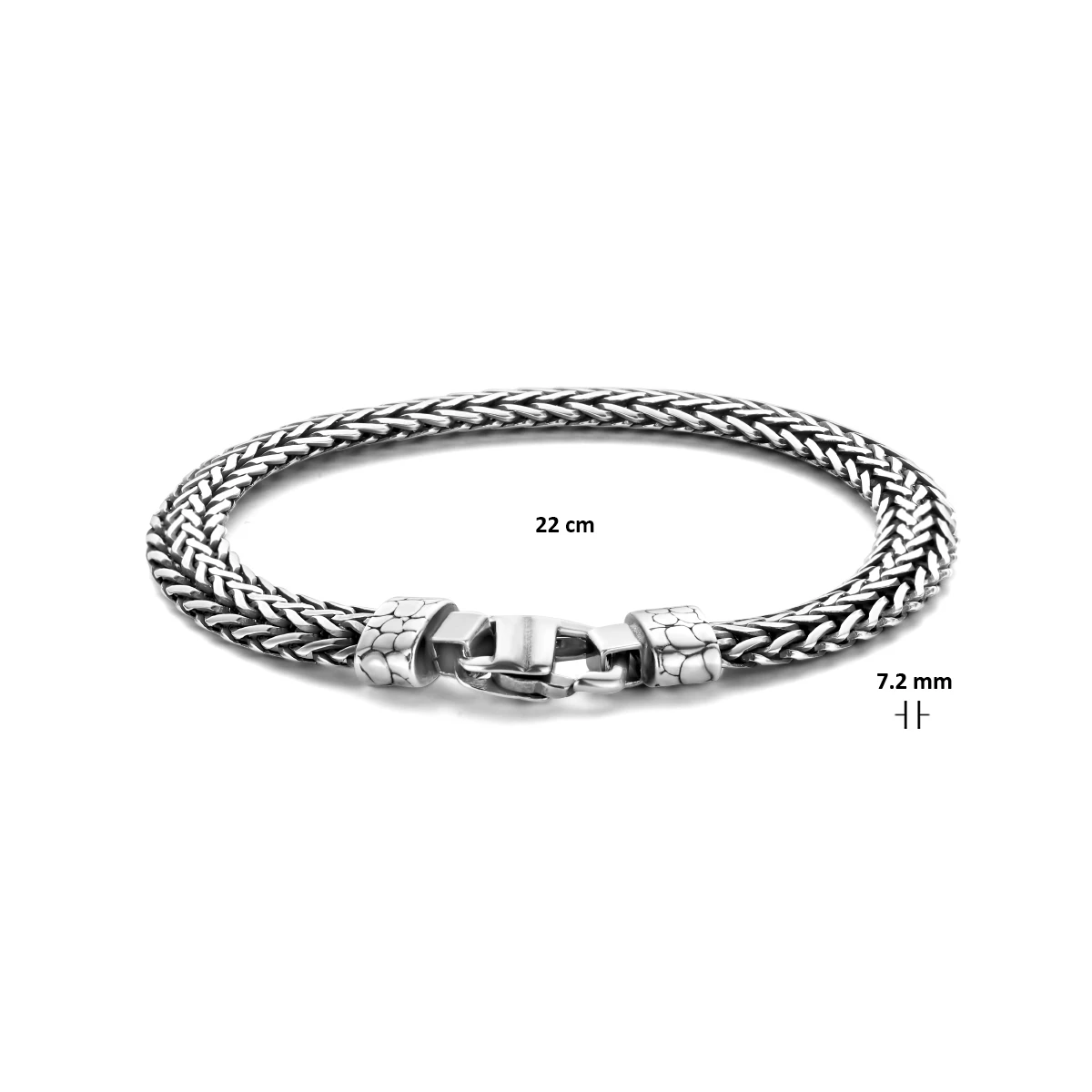 armband oxi vossestaart 7,2 mm zilver geoxideerd